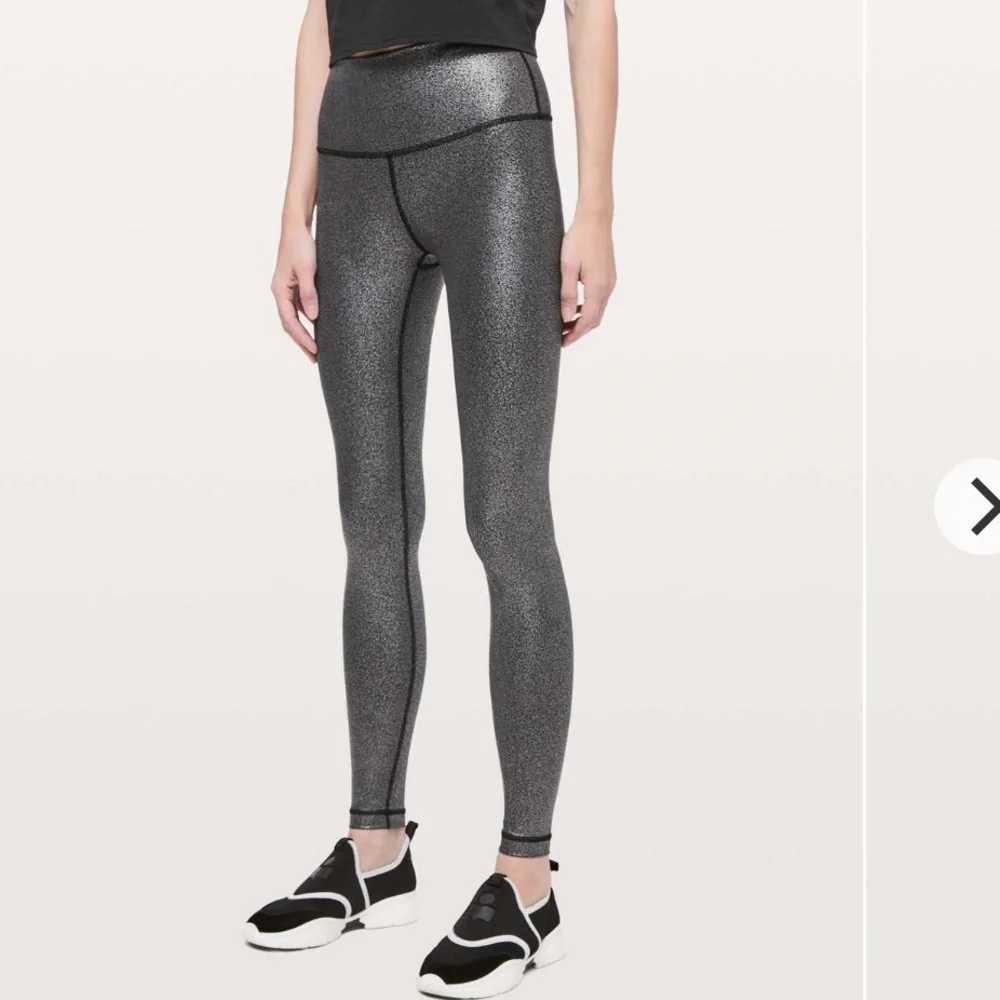 High-Rise Metallic Charcoal Leggings